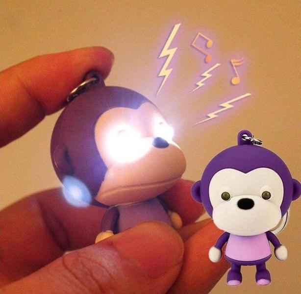 Imagem de Chaveiro Macaco Luz Led iluminação Lanterna Toca Musica Som Desenho Animado Lembrancinha Presentes Crianças