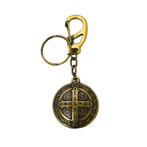 Chaveiro Medalha de São Bento Metal Dourado - FORNECEDOR 30 Imagem de Chaveiro Medalha de São Bento Metal Dourado