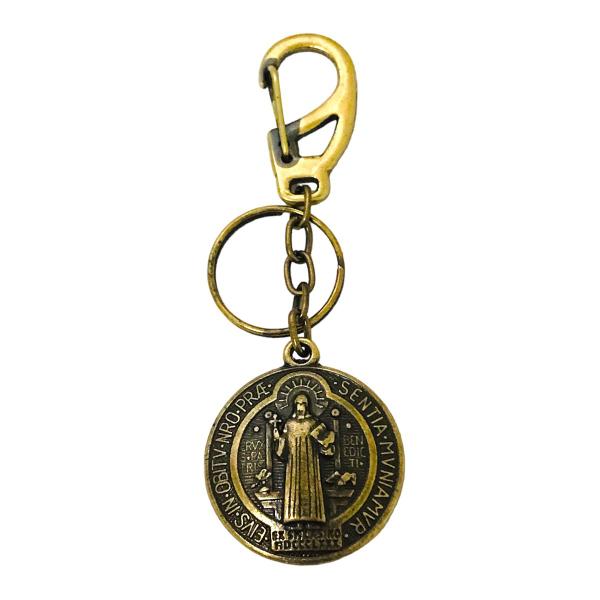 Chaveiro Medalha de São Bento Metal Dourado - FORNECEDOR 30 Imagem de Chaveiro Medalha de São Bento Metal Dourado