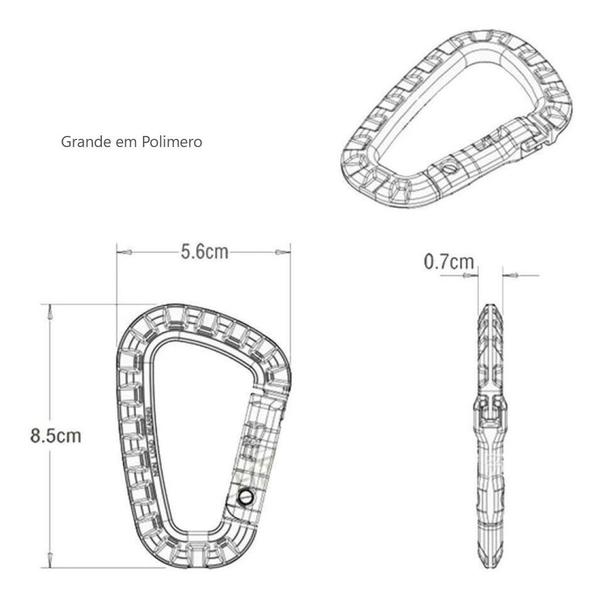 Imagem de Chaveiro Mosquetão Em Polímero Resistente 2 Peças