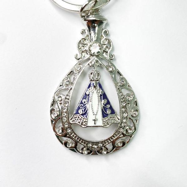 Imagem de Chaveiro nossa senhora Aparecida detalhe em strass religioso