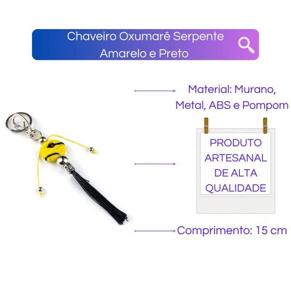 Imagem de Chaveiro Oxumarê Serpente Amarelo e Preto 15 cm em Murano