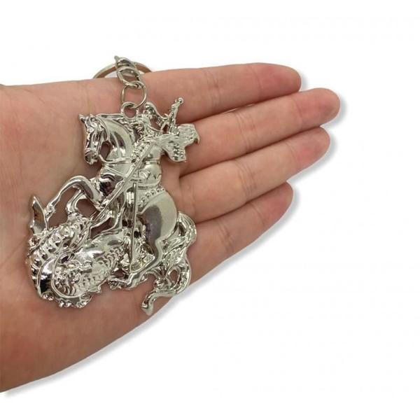 Chaveiro São Jorge Grande Metal 16 Cm - Abertura De Caminhos - Bialluz Presentes Imagem de Chaveiro São Jorge Grande Metal 16 Cm - Abertura De Caminhos