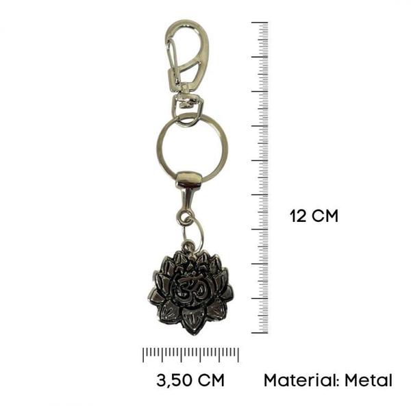 Imagem de Chaveiro Símbolo Do Om Na Flor De Lotus 12 Cm Metal Níquel