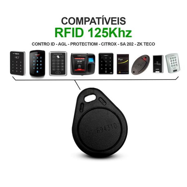 Imagem de Chaveiro Tag Preto RFID 125Khz  Controle De Acesso Universal