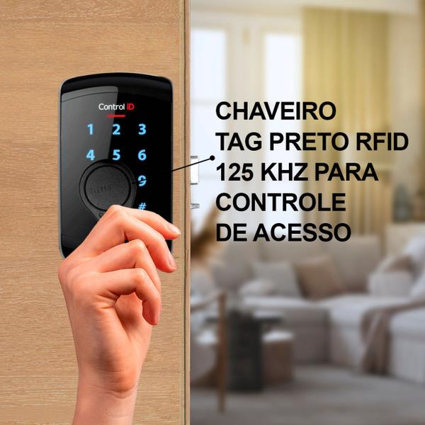 Imagem de Chaveiro Tag Preto RFID 125Khz  Controle De Acesso Universal