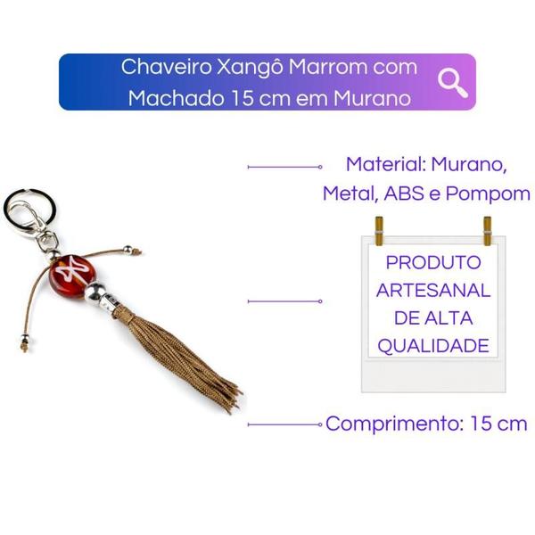 Imagem de Chaveiro Xangô Marrom com Machado 15 cm em Murano