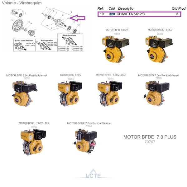 Chaveta 5X12 do Motor BFDE 7.0cv Plus Buffalo Imagem de Chaveta 5X12 do Motor BFDE 7.0cv Plus Buffalo
