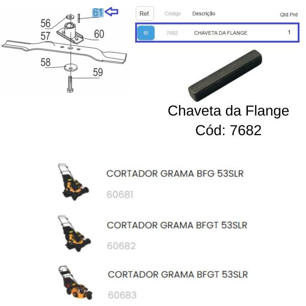 Imagem de Chaveta Da Flange Do Cortador De Grama Buffalo BFGT 53 SLR