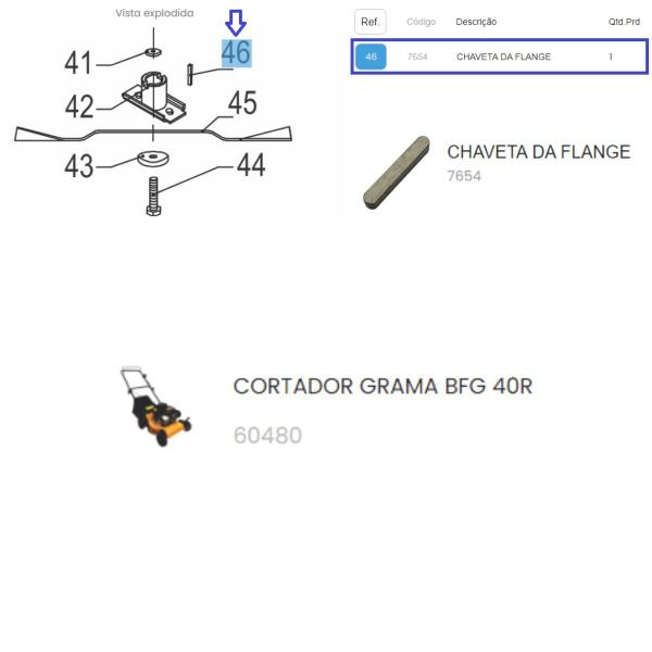 Imagem de Chaveta Flange Cortador De Grama BFG 40 R Buffalo Original