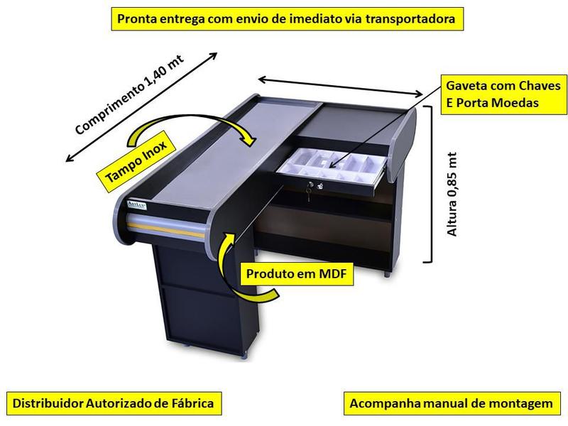 Imagem de Check Out Caixa Supermercado Mod. Padrão Artlux Dark 1,40 Mt