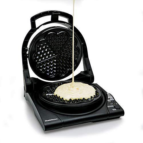 Imagem de Chef'sChoice 840 WafflePro Sabor / Textura Selecione Waffle Maker Tradicional Cinco de Corações Fácil de Limpar Pratos Antiaderentes, 5 Fatias, Prata