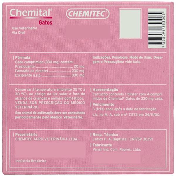 Imagem de Chemital Com 4 Comprimidos Chemitec Vermífugo Para Gatos Kit Com 10 Cx