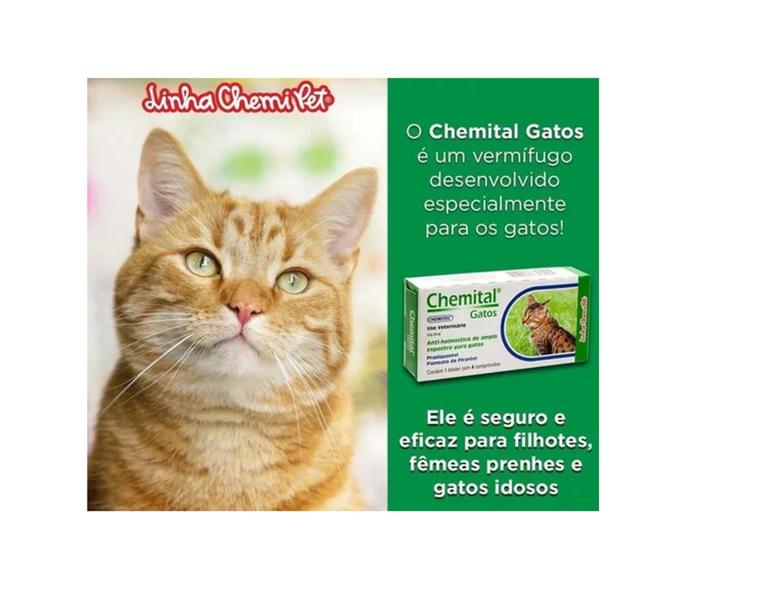 Imagem de Chemital Gatos - 4 Comprimidos - Vermifugo Kit 8 Unid