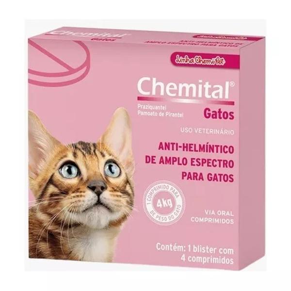 Imagem de Chemital gatos vermifugo 4 comprimiddos chemitec