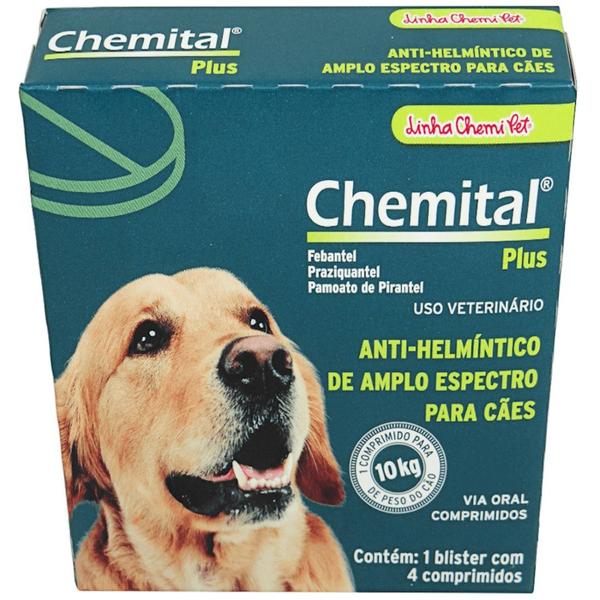 Imagem de Chemital Plus Com4 Comprimidos ChemitecVermífugo Para Cães Kit Com 4 Cx