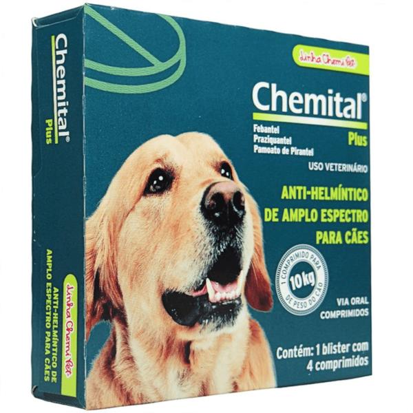 Imagem de Chemital Plus Com4 Comprimidos ChemitecVermífugo Para Cães Kit Com 5 Cx