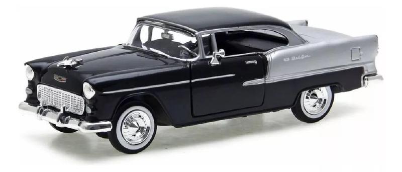 Imagem de Chevrolet Belair 1955 Preta Com Prata Motormax 1/24