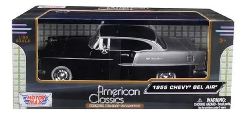 Imagem de Chevrolet Belair 1955 Preta Com Prata Motormax 1/24