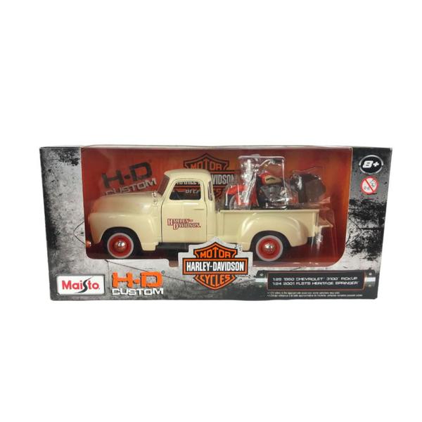 Imagem de Chevrolet Pick Up 3100 1950 1:25 + Harley Davidson Maisto