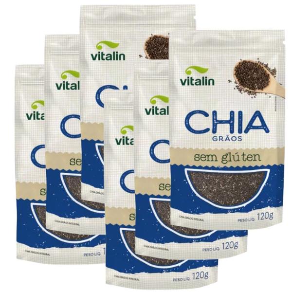 Imagem de Chia Grãos Vitallin 6 pacotes de 120g