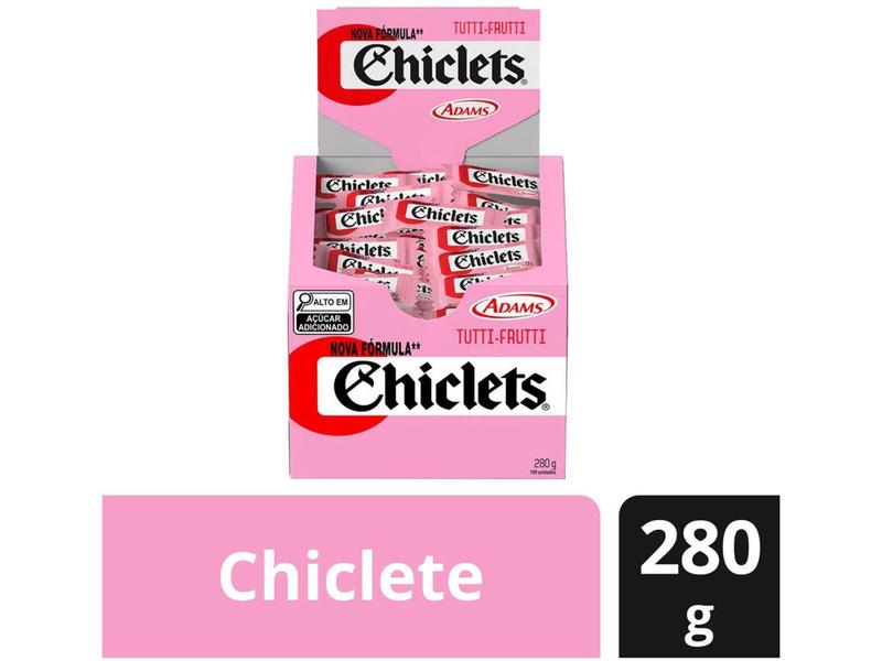 Imagem de Chiclete Adams Chiclets Tutti-Frutti - Display com 100 unidades de 2,8g