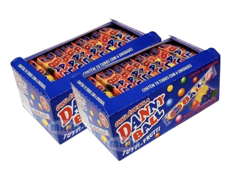 Chiclete Danny Ball Tutti Frutti C/ 78u 1,38Kg - 2 Caixas - SANTA FÉ Imagem de Chiclete Danny Ball Tutti Frutti C/ 78u 1,38Kg - 2 Caixas