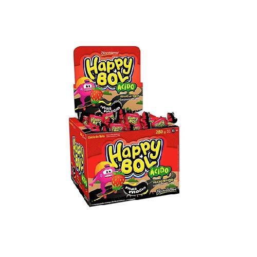 Chiclete Happy Bol Morango 140G - Florestal Imagem de Chiclete Happy Bol Morango 140G