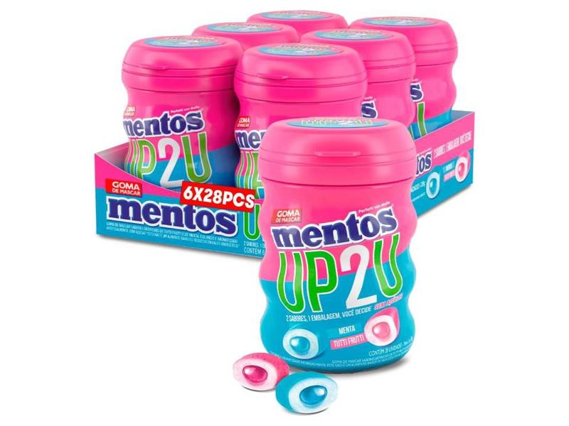 Imagem de Chiclete Mentos UP2U Tutti Frutti/Menta Pote 56g