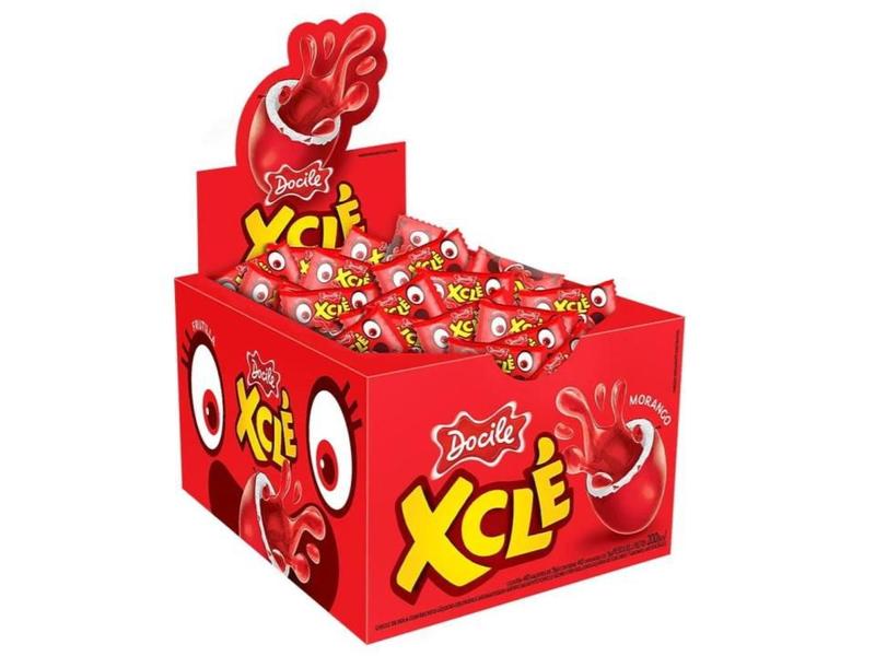 Chiclete Recheado Xclé Morango C/ 40 Unid 200g - Docile Imagem de Chiclete Recheado Xclé Morango C/ 40 Unid 200g