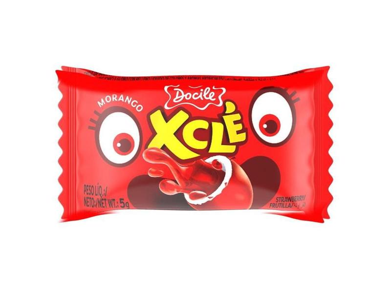 Chiclete Recheado Xclé Morango C/ 40 Unid 200g - Docile Imagem de Chiclete Recheado Xclé Morango C/ 40 Unid 200g