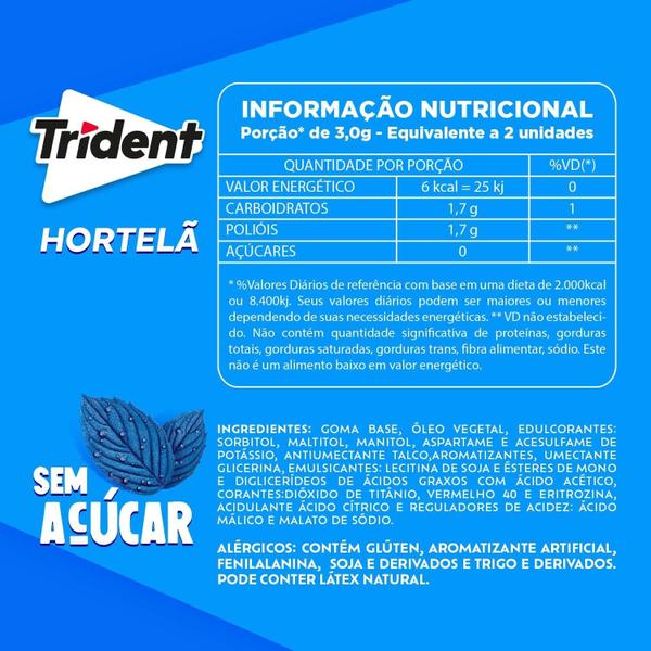 Imagem de Chiclete Trident Hortelã/Menta