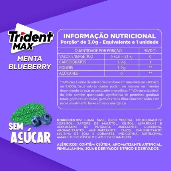 Imagem de Chiclete Trident Max Menta Blueberry 16,5 gramas