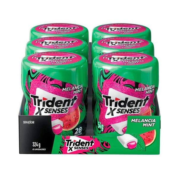 Chiclete Trident XSenses Melancia Menta sem Açúcar Garrafa 54g - Caixa com 6 Unidades Chiclete Trident XSenses Melancia Menta sem Açúcar Garrafa 54g - Caixa com 6 Unidades