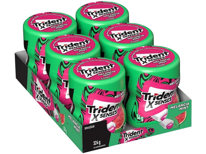 Chiclete Trident XSenses Melancia Sem Açúcar - Display com 6 Unidades de 54g Chiclete Trident XSenses Melancia Sem Açúcar - Display com 6 Unidades de 54g