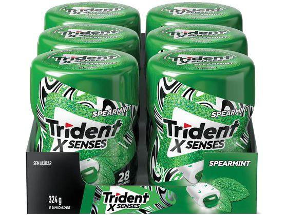 Chiclete Trident XSenses Spearmint Menta - Sem Açúcar Display com 6 Unidades de 54g Chiclete Trident XSenses Spearmint Menta - Sem Açúcar Display com 6 Unidades de 54g
