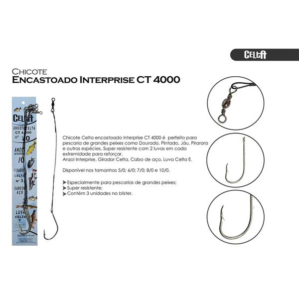 Imagem de Chicote Celta Interprise CT4600 8/0 C/ 3 Unidades