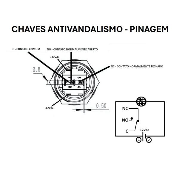 Imagem de Chicote para Botao de Chaves ANTI Vandalismo NWT 15CM