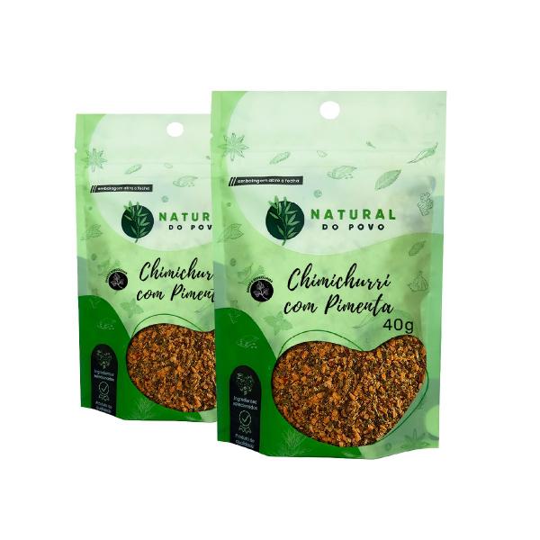 Chimichurri com Pimenta kti 2 40g Pouch Com Ingredientes Selecionados Premium - Natural do Povo Imagem de Chimichurri com Pimenta kti 2 40g Pouch Com Ingredientes Selecionados Premium