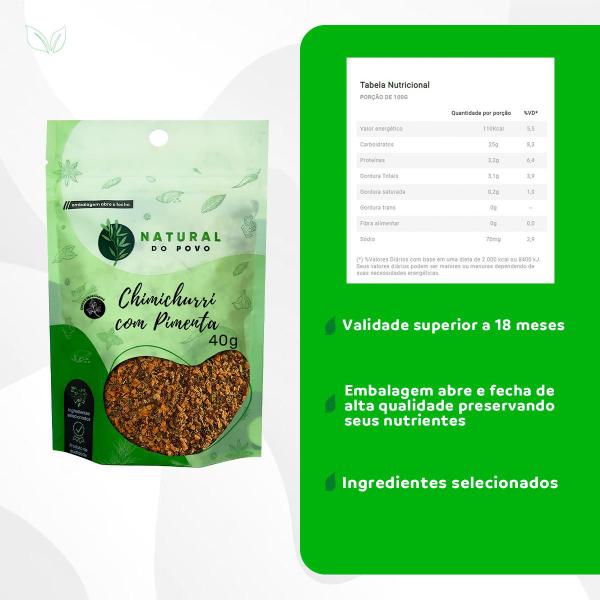 Chimichurri com Pimenta kti 2 40g Pouch Com Ingredientes Selecionados Premium - Natural do Povo Imagem de Chimichurri com Pimenta kti 2 40g Pouch Com Ingredientes Selecionados Premium