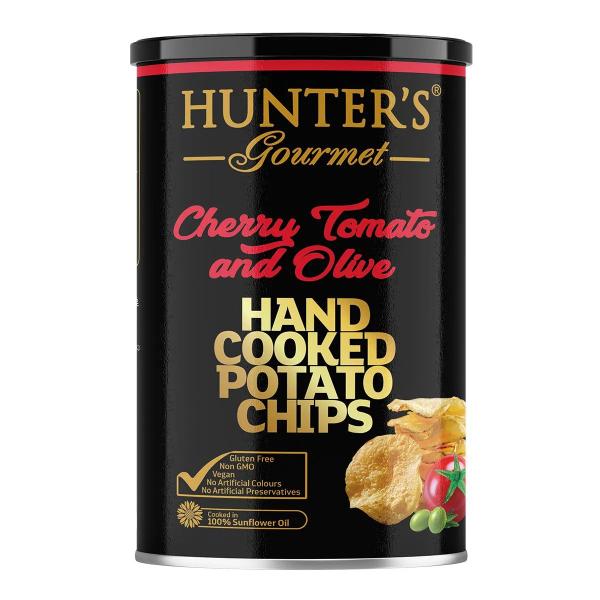 Chips Batata Tomate Cereja Azeitonas Hunter's Gourmet 150g - Hunter Food's Imagem de Chips Batata Tomate Cereja Azeitonas Hunter's Gourmet 150g