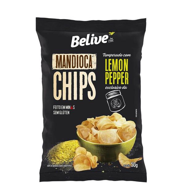 Imagem de Chips Belive Mandioca com Lemon Pepper 50g 12un