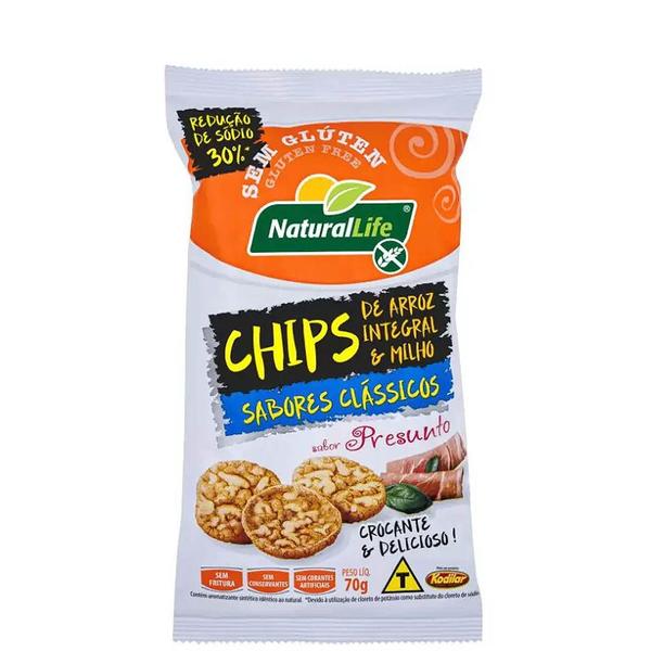 Chips de Arroz Integral C/milho Sabor Presunto Kodilar 70g Imagem de Chips de Arroz Integral C/milho Sabor Presunto Kodilar 70g