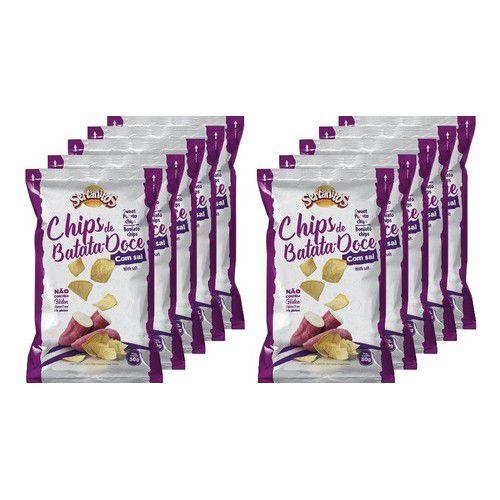 Chips De Batata Doce Com Sal 50g Sertanitos - 10 Unidades Imagem de Chips De Batata Doce Com Sal 50g Sertanitos - 10 Unidades