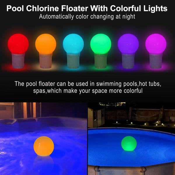 Imagem de Chlorine Floater KingSom Solar com bola de sinuca iluminada