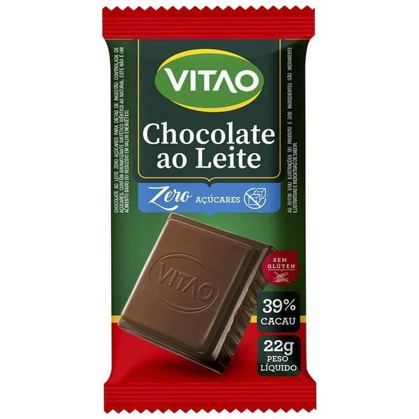 Choc.Ao Leite Zero Acucar Sem Gluten 12X22G Vitao Imagem de Choc.Ao Leite Zero Acucar Sem Gluten 12X22G Vitao