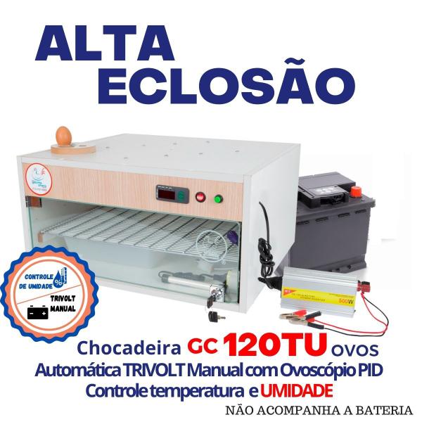 Imagem de Chocadeira ALTA ECLOSÃO Automática 120 ovos Trivolt controle de Umidade e 4 ventiladores (GC120TU)