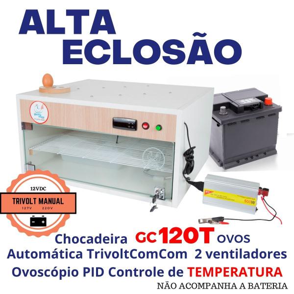 Imagem de Chocadeira Elétrica  Automática ALTA ECLOSÃO  120 ovos Trivolt manual com 4 ventiladores  e ovoscópio acoplado