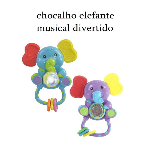 Imagem de Chocalho Brinquedo Mordedor Divertido Musical Elefante Bebês