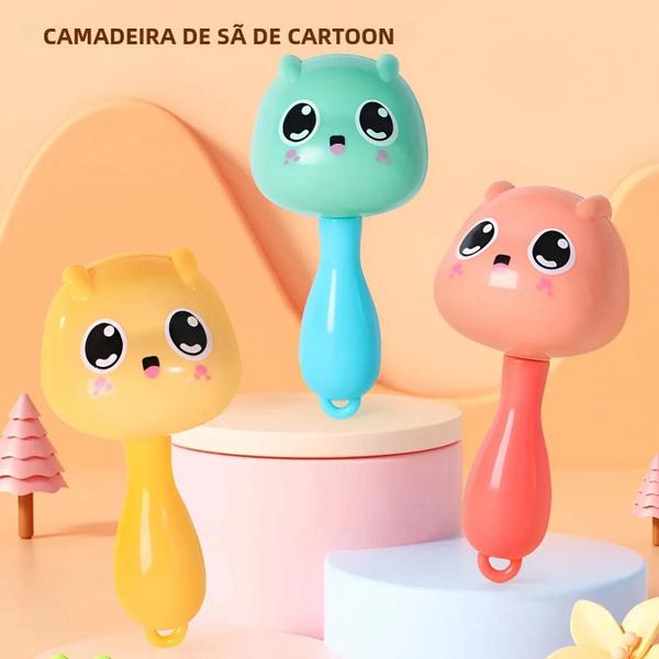 Imagem de Chocalho com design dinossauro para bebê, brinquedo com areia martelo, quebra-cabeça para bebê